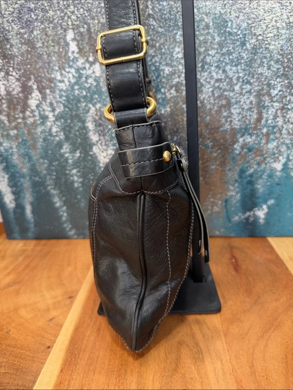 Liz Claiborne Old Money Vintage Black Leather Shoulder Bag VGUC